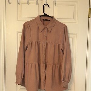 Zara Women's Mauve Button-Down Shirt